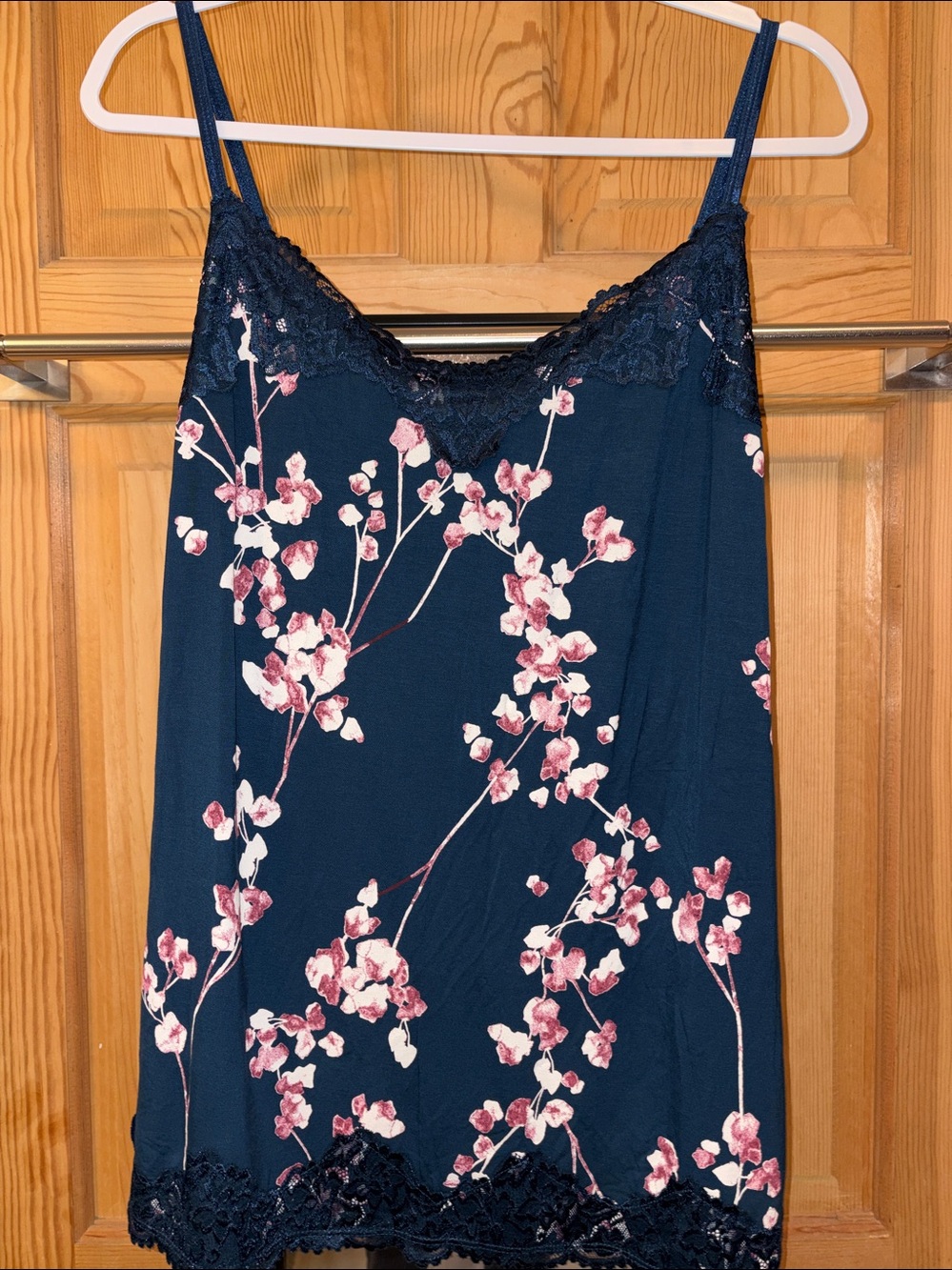 Teal Lace Trim Floral Cami Top Sz 18/20